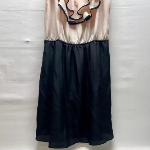 Express Dress Women's Size Small Two Tone Ruffle Top Knee Length Semi Sheer - Picture 3 of 11